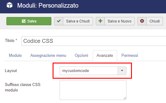 Impostazioni avanzate